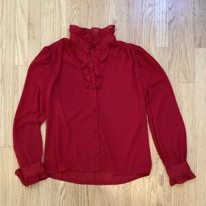 Vintage Maroon Ruffled Women's Top size 14 (medium fit)